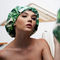 Green Leaf Print Breathable Shower Cap ODM Tersedia 100% katun untuk rambut panjang