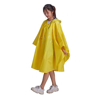 Jas Hujan Kuning Kustom Reusable Polyester Waterproof Rain Poncho